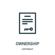 ownership icon vector from copyright collection. Thin line ownership outline icon vector illustration.