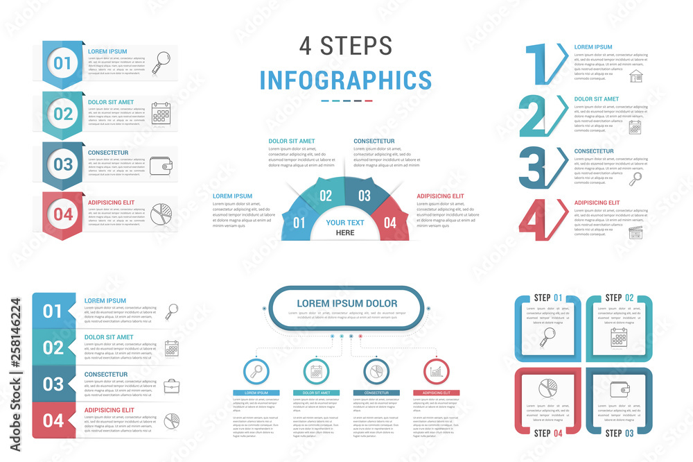 4 Steps - Infographic Templates - obrazy, fototapety, plakaty 
