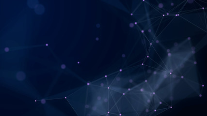 Wall Mural - shapes, dots and lines are connected with shine on blurred background.
