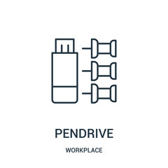 pendrive icon vector from workplace collection. Thin line pendrive outline icon vector illustration.