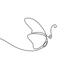 Poster - picture of a continuous line of minimalist butterfly animals.