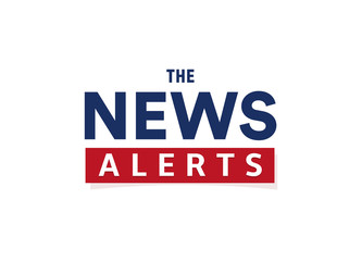 Aufkleber - News alerts simple text banner template, minimalistic style. Breaking news logo, tv design element, report online, microphone icon, vector illustration.