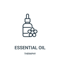 essential oil icon vector from theraphy collection. Thin line essential oil outline icon vector illustration.