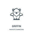 griffin icon vector from fantastic characters collection. Thin line griffin outline icon vector illustration.