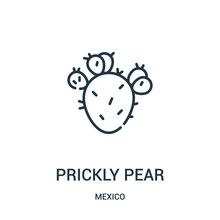 Prickly Pear Icon Vector From Mexico Collection. Thin Line Prickly Pear Outline Icon Vector Illustration.
