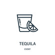 tequila icon vector from event collection. Thin line tequila outline icon vector illustration.