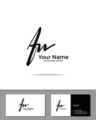 F N FN initial handwriting logo template vector.  signature logo concept