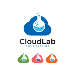 Wall Mural - cloud lab logo vector with cloud and laboratory glass combination illustration