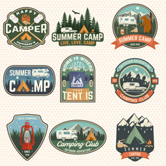 Wall Mural - set of summer camp badges. vector. concept for shirt or logo, print, stamp, patch. vintage typograph