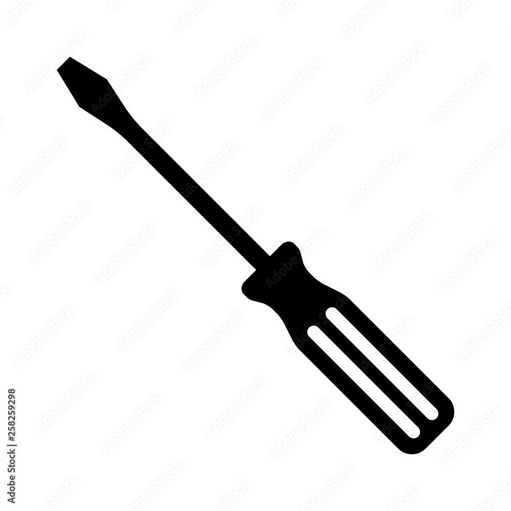 Slotted common blade screwdriver flat vector icon for apps and websites - obrazy, fototapety, plakaty 