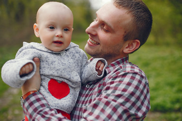 Father with son in a park