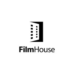 Wall Mural - illustration logo from film strip with house door logo design concept