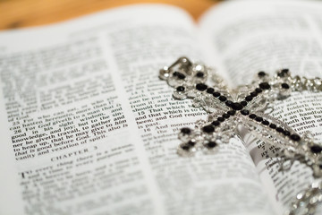 Decorative Rosary on opened bible