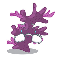 Sticker - Crying cartoon purple coral reef under sea