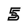 Black five or double five logo design concept