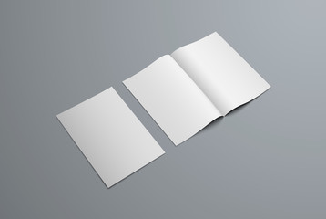 Vector mockup bi-fold brochure isolated on background.