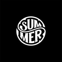 Wall Mural - summer circle lettering on black vector illustration