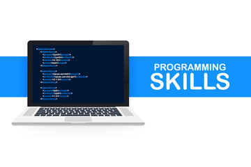 Modern flat design isometric concept of Programming Skills for website and mobile website. Landing page template. Vector illustration.