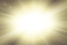 Sun Rays. Starburst Bright Effect, Isolated On Dark Background. Gold Light Star Flash. Abstract Shine Beams. Vibrant Magic Sparkle Explosion. Glowing Burst, Lens Effect. Vector Illustration