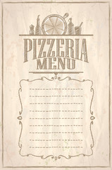 Wall Mural - Pizzeria menu list, vintage style with old paper