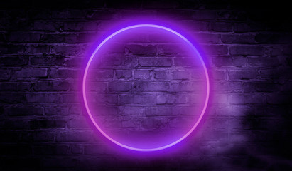 Wall Mural - brick wall, background, neon light