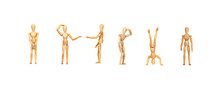 Many Wooden Mannequin Doing Differents Gestures