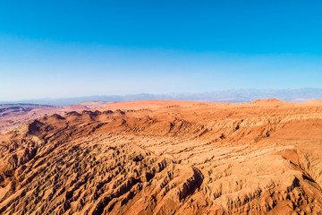 Wall Mural - The Flaming Mountains are barren eroded red sandstone hills in Tian Shan Mountain range Xinjiang China. 