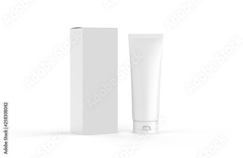 White blank glossy tube for cosmetics cream, gel, skin care, toothpaste, shampoo Tableau sur Toile