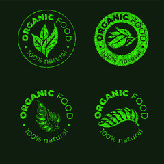 Vector green design element for organic natural logos. Organic logotype. Organic food sign for package design