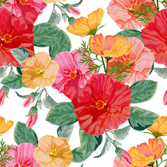 Wall Mural - Seamless pattern floral vector illustration