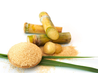 Aufkleber - sugar cane and leaf with brown sugar