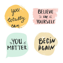 Set of hand drawn motivational and inspirational phrases.