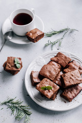 Poster - Chocolate Brownie Cake with cup of coffee