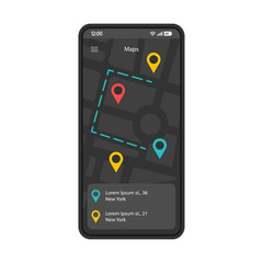 GPS navigation app interface vector template