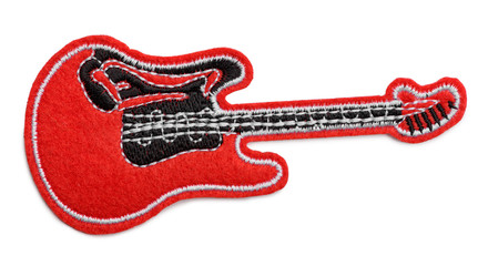 red electro guitar fabric patch