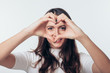 © GVS - Beautiful happy woman making heart shaped symbols with her hands