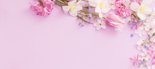 beautiful spring flowers on paper background