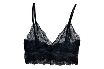 Wall Mural - black lace underwear top on a white background