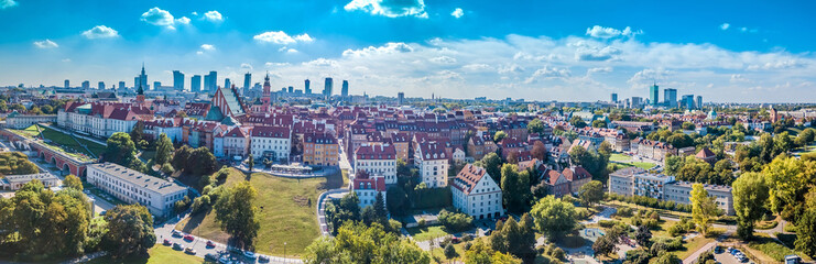 Wall Mural - Panoramic view of Warsaw in a summer day n Poland. Old town and Center of Town