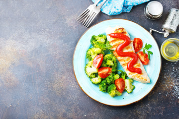 Wall Mural - fried chicken with broccoli