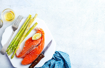 Wall Mural - salmon and asparagus