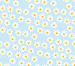 © Victoria - floral seamless pattern white daisy flower on blue background vector