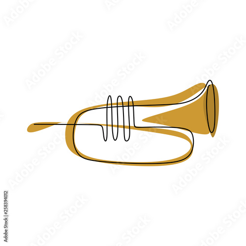 Fotografía trumpet musical instrument one continuous line drawing
