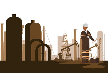 Canvas Print - oil industry worker avatar character