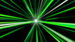 Entering green space warp. Abstract background with fast flying light streaks. Speed line & stripes flying into glowing tunnel.  