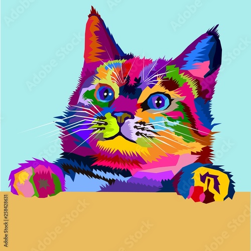 Fotomural Colorful Cute Kitten Pop Art