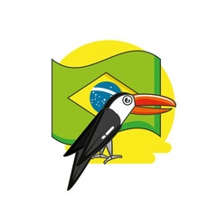 Wall Mural - flag of brazil with toucan animal