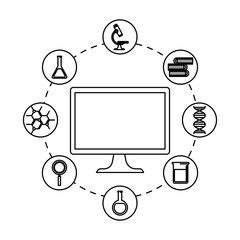 Poster - desktop computer with telemedicine icons