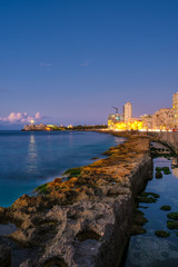 Wall Mural - Havana at night - The castle of El Morro and the Havana seaside skyline