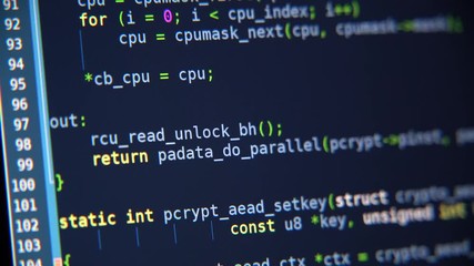 Wall Mural - the program code scrolls on the computer screen